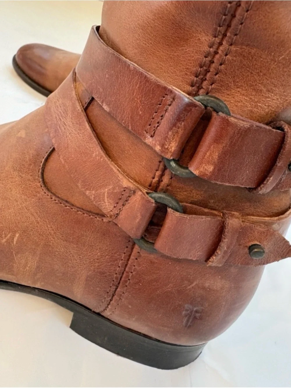 Frye Christie Double Strap Tall Cognac Leather Riding Boots 8.5 B